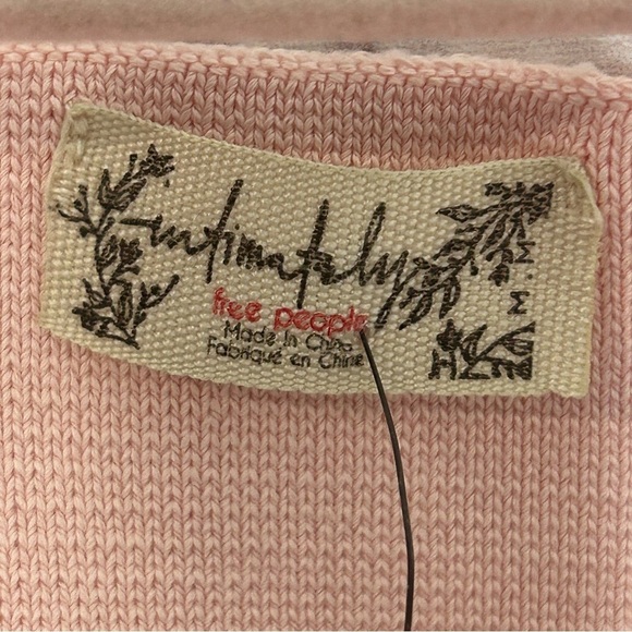 Free People Light Pink Lace Butterfly Balloon Sleeve Crop Top NWT - Picture 10 of 15